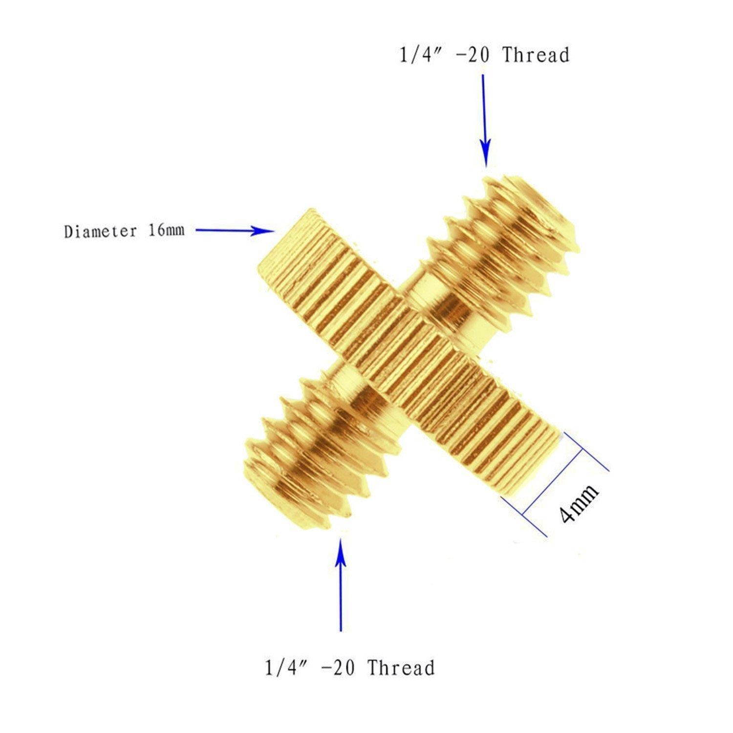 MegaGear Threaded Metal Screw Adapter for Tripod Monopod Ballhead Light Stand (1/4" to 1/4" Threaded) - (2-Pack)