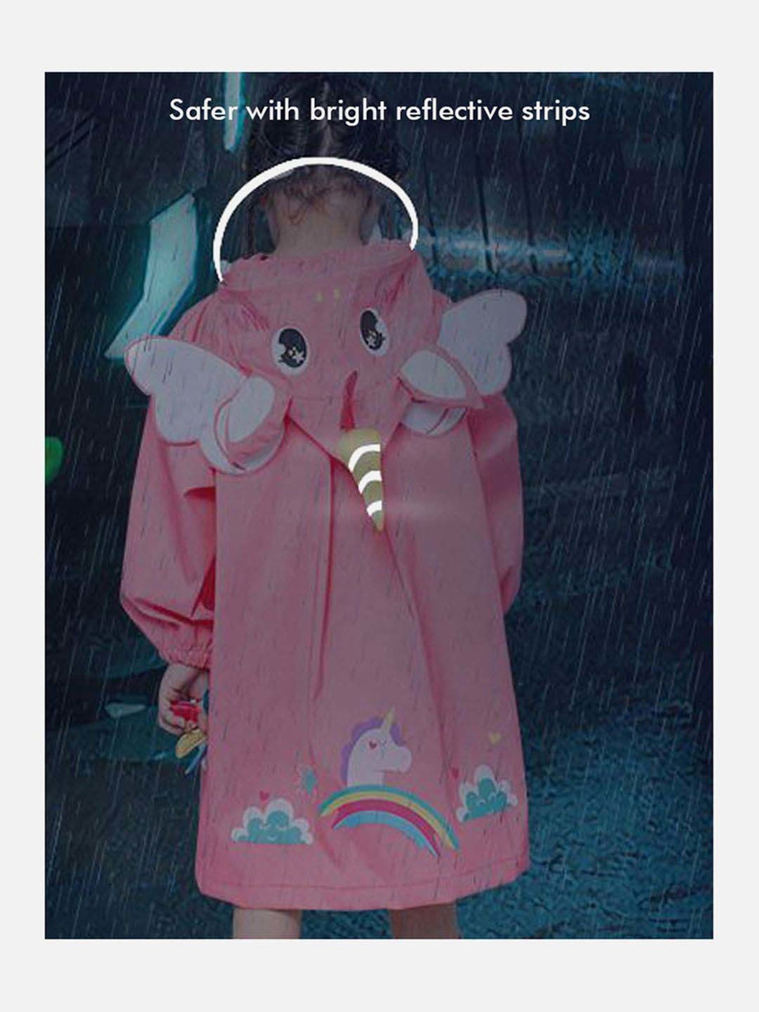 Little Surprise Box Kids Pink Printed Full Sleeves Raincoat