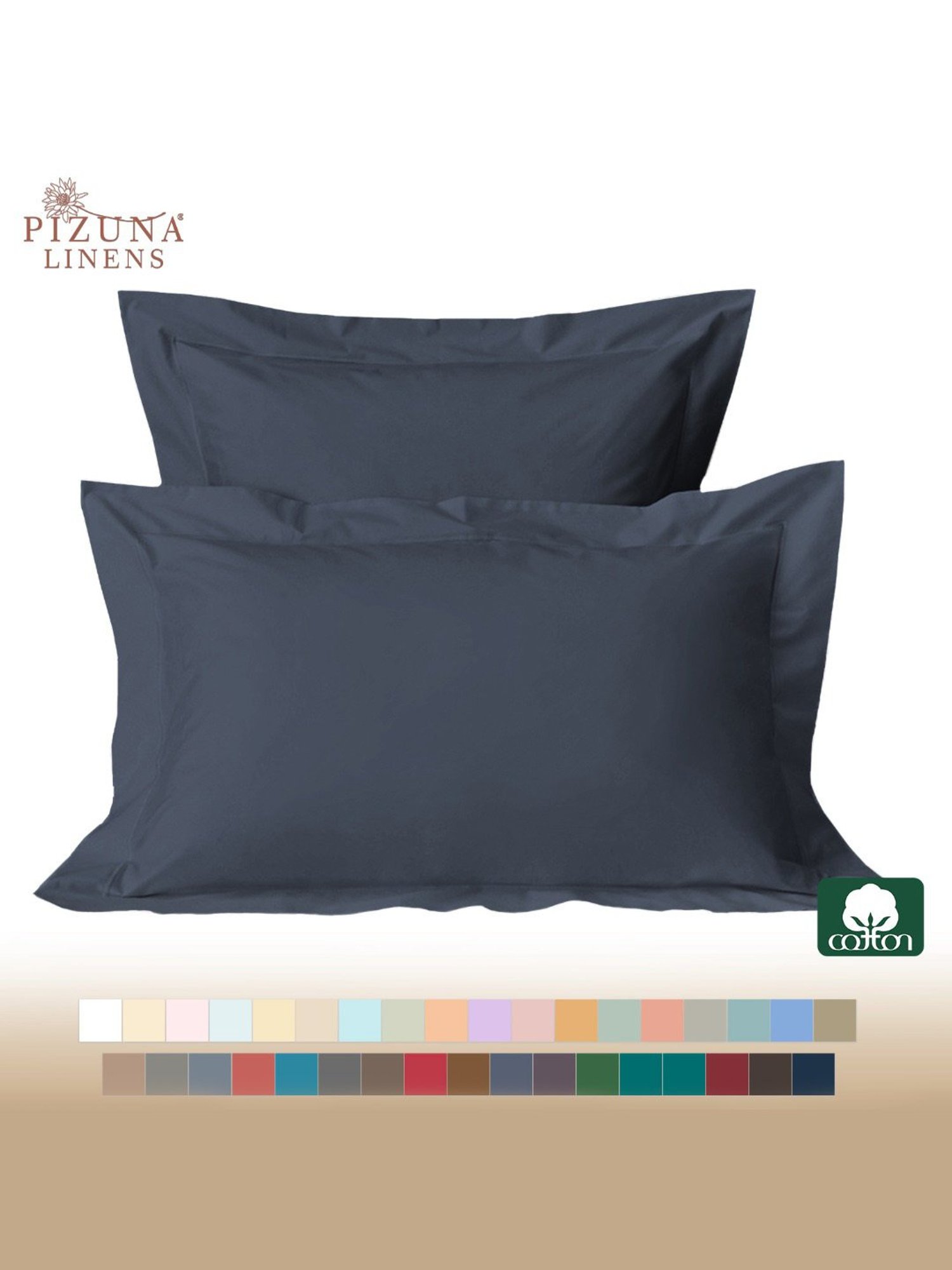 Stoa Paris White & Aqua Cotton 200 TC Pillow Cover - Set of 1