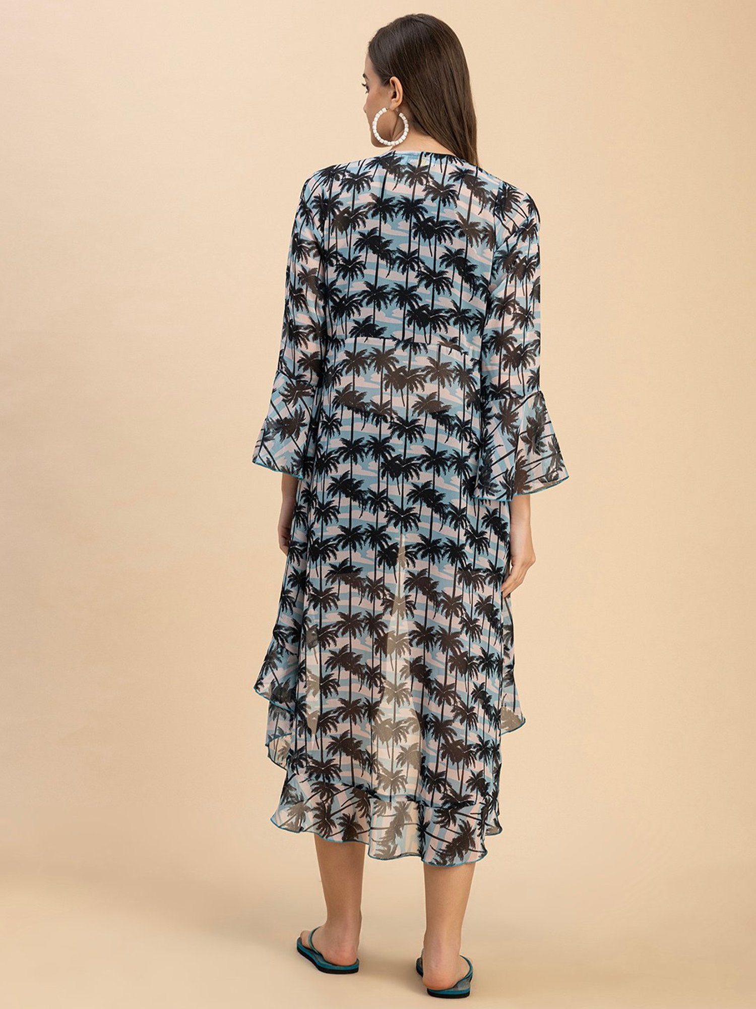 Moomaya Blue & Black Printed Shrug