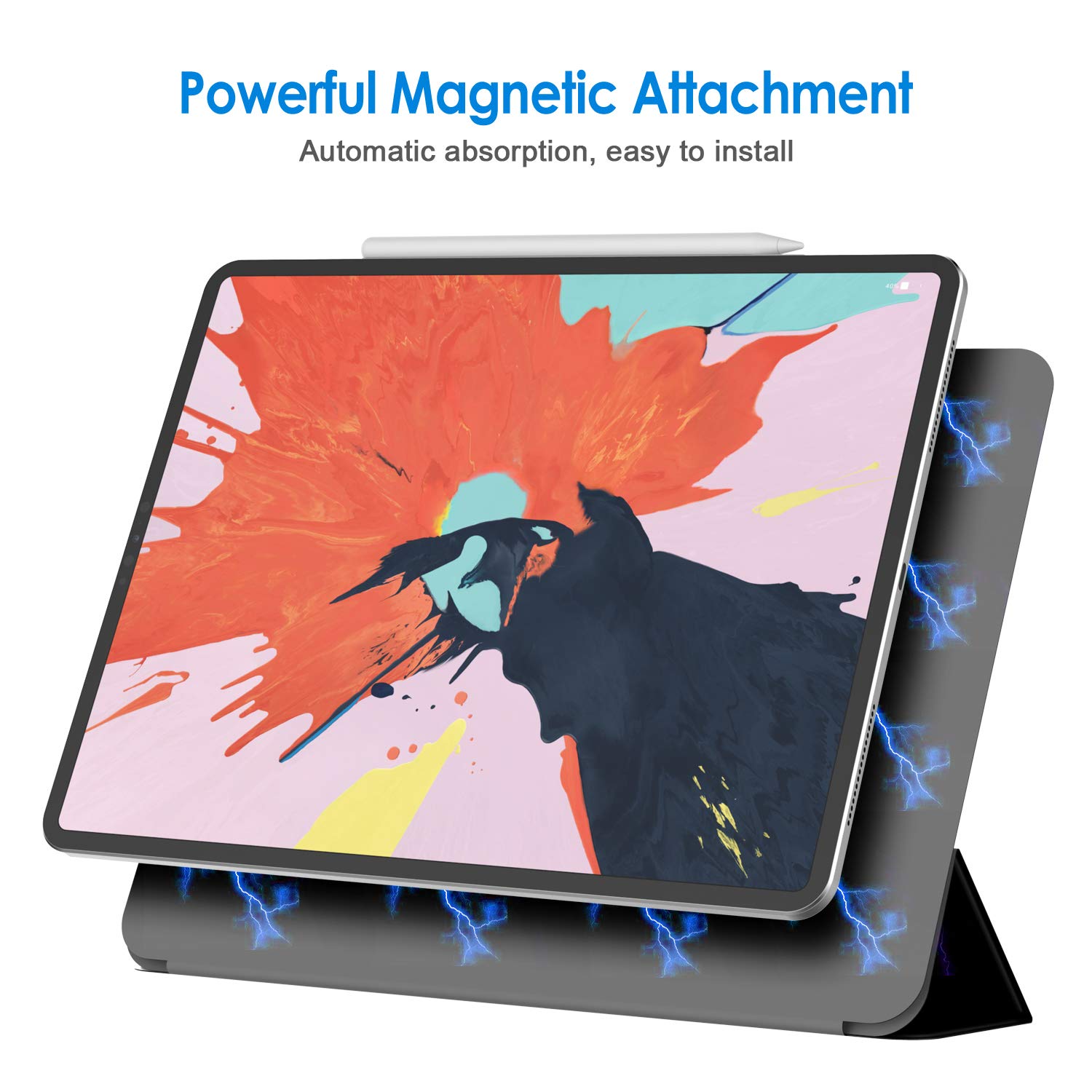 JETech Magnetic Case for Apple iPad Pro 12.9 Inch 2018 Model (NOT for 2020 Model), Support Apple Pencil 2nd Generation Charging, Magnetic Attachment, Cover with Auto Wake/Sleep