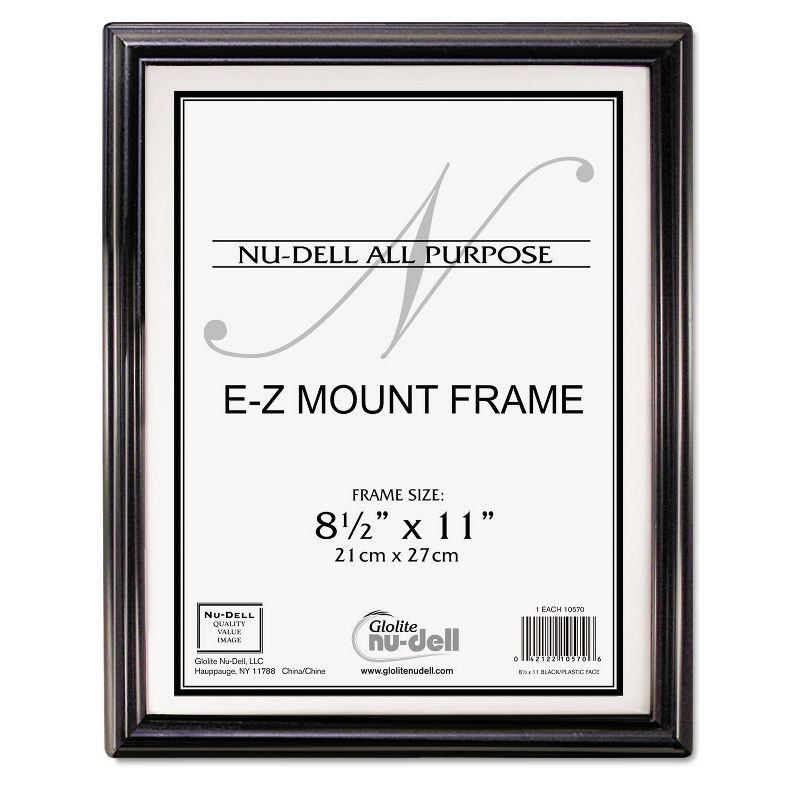 NuDell EZ Mount Document Frame Plastic 8 1/2 x 11 Black 10570