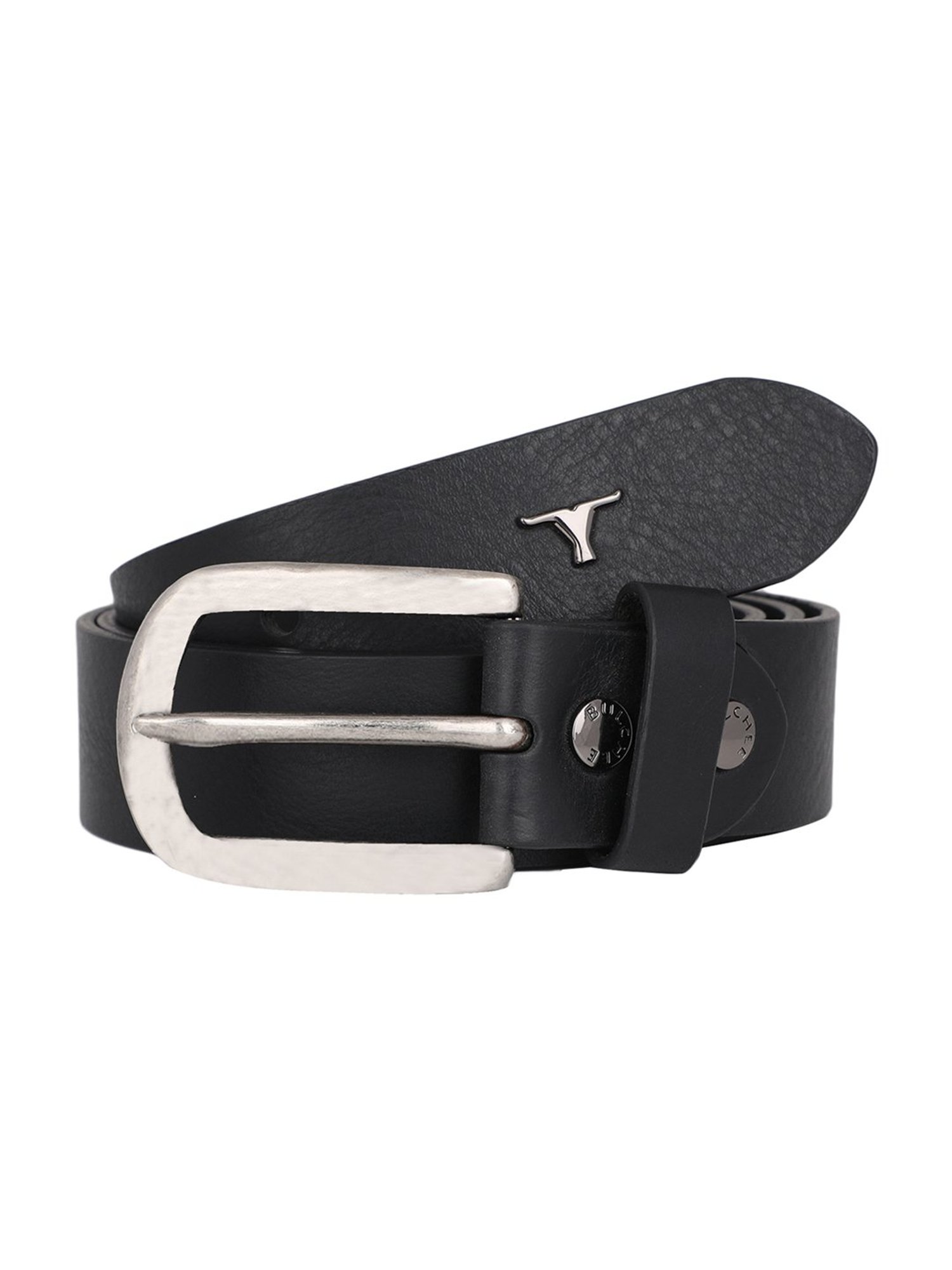BULCHEE Black Leather Casual Belt for Men
