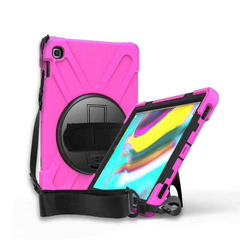 Galaxy Tab A 10.1 Case, Fits 2019 T510/T515 Shockproof Heavy Duty Shield Case Kickstand, Shoulder Strap Sling, Hand/Palm Strap For Samsung Galaxy Tab A 10.1 (2019) SM-T510 / SM-T515 (Red)