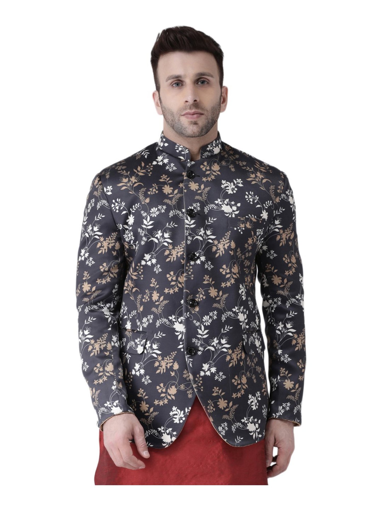 Hang Up Black Regular Fit Printed Blazer