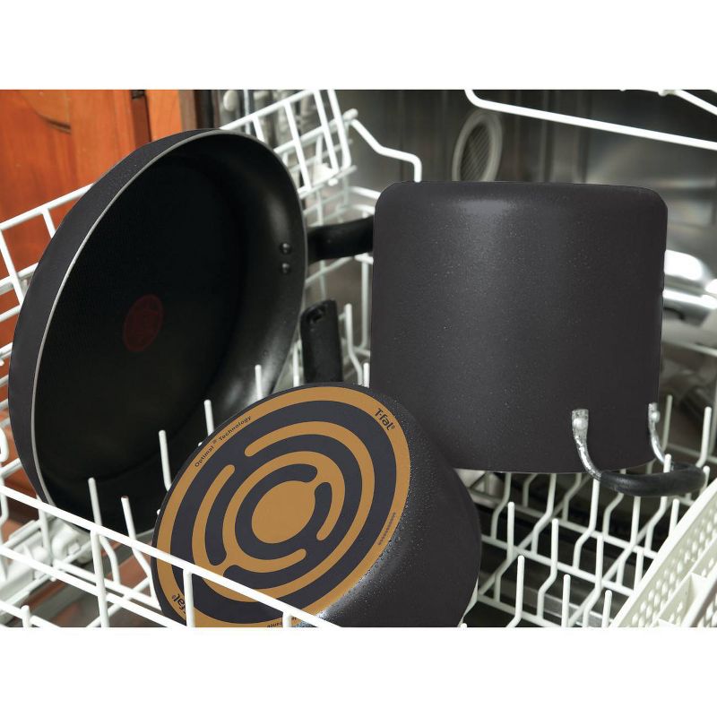 T-fal Initiatives Nonstick Dishwasher Safe Cookware, 8" & 10" Fry Pans, 2pc Set, Black