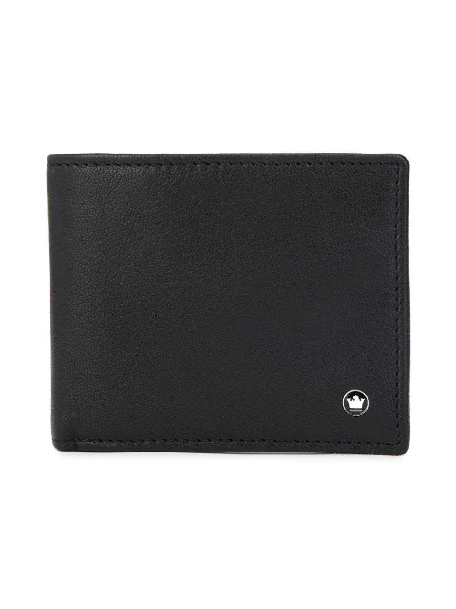 Louis Philippe Black Leather Bi-Fold Wallet for Men