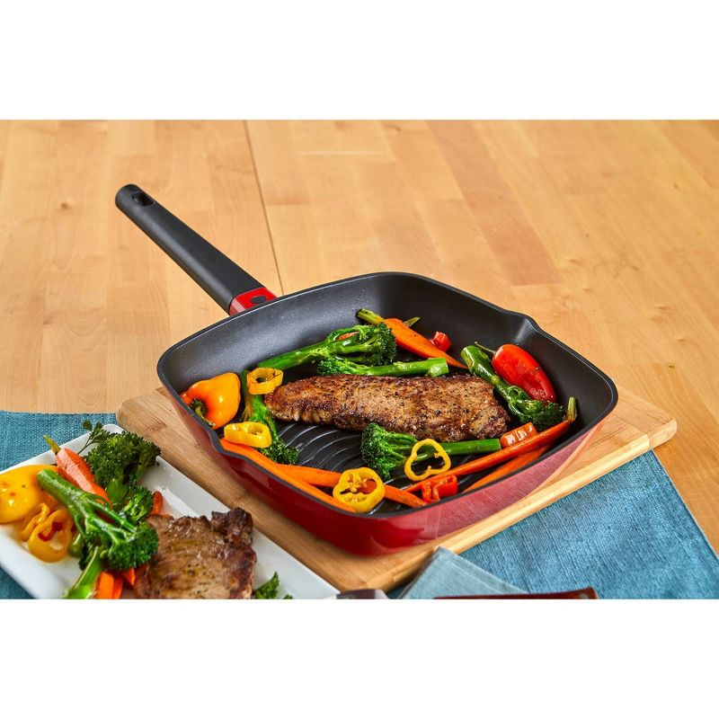 Imusa 11" Red Cast Aluminum Square Grill Pan with Soft Touch Handle