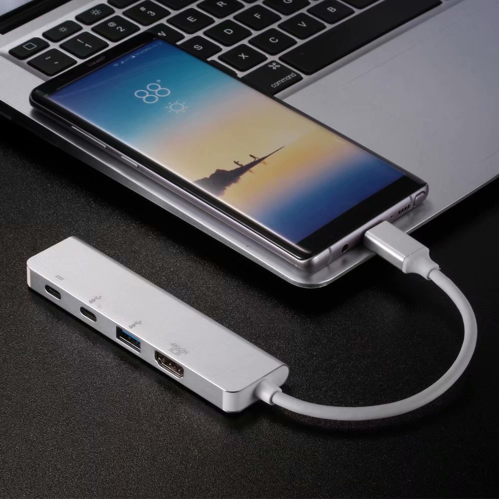 Type-C 4-in-1 Almighty HUB Multi-port Adapter with HDMI 4K USB3.0 PD USB-C HUB, 4 in 1 USB-C to 4K HDMI USB 3.0 PD Type-C Dock.