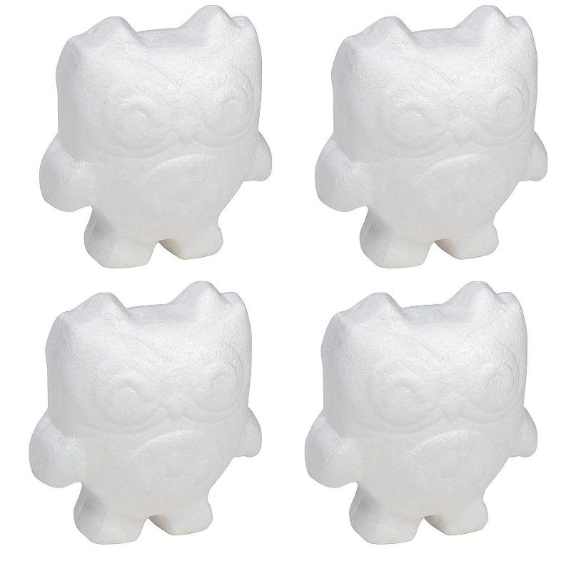 4 Pack Polystyrene Foam Owl, Painting Activity for Kids, DIY Toy Figurine, Arts & Crafts Supplies for School Project, 5.5 inches