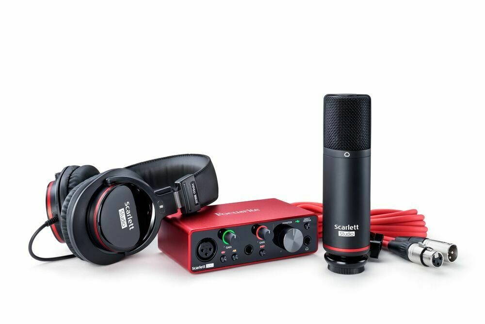Focusrite 3rd Gen Podcast Podcasting Interface+Mic+Headphones+Stand+Pop Filter