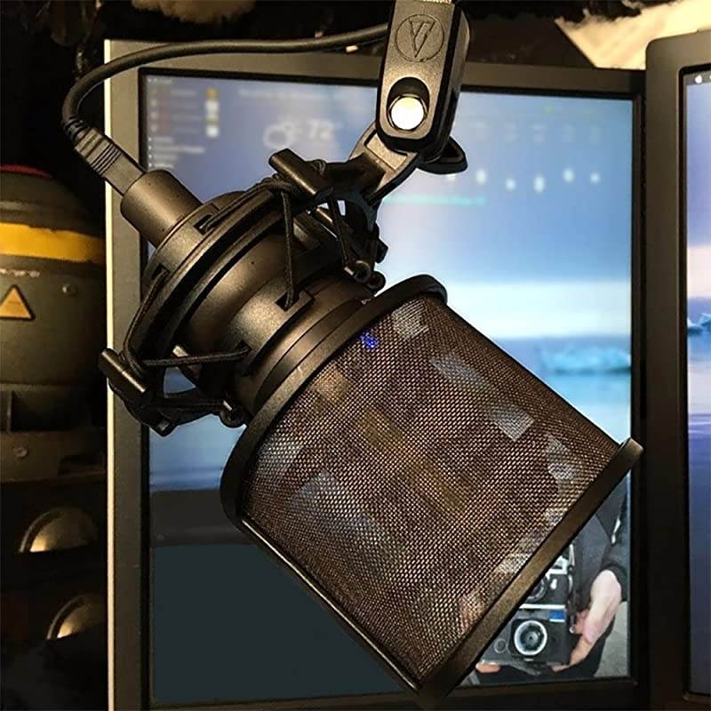 Pop Filter  Upgraded Three Layers Microphone Pop Filter Metal Mesh and Foam Layer Handheld Microphone Pop Filter Windscreen Cover Shield Mount for Youtube Videos Gaming Vocal Recording