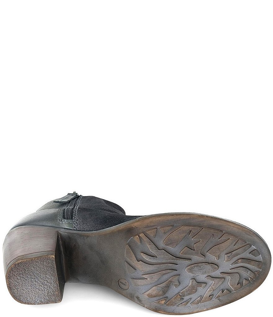 Roan by Bed Stu Lina Burnished Leather Suede Block Heel Booties