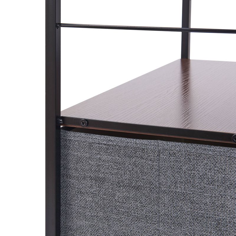 Modern 2 - Tier Decorative Bookshelf/Dresser Storage with Fabric Drawers Gray - Danya B.