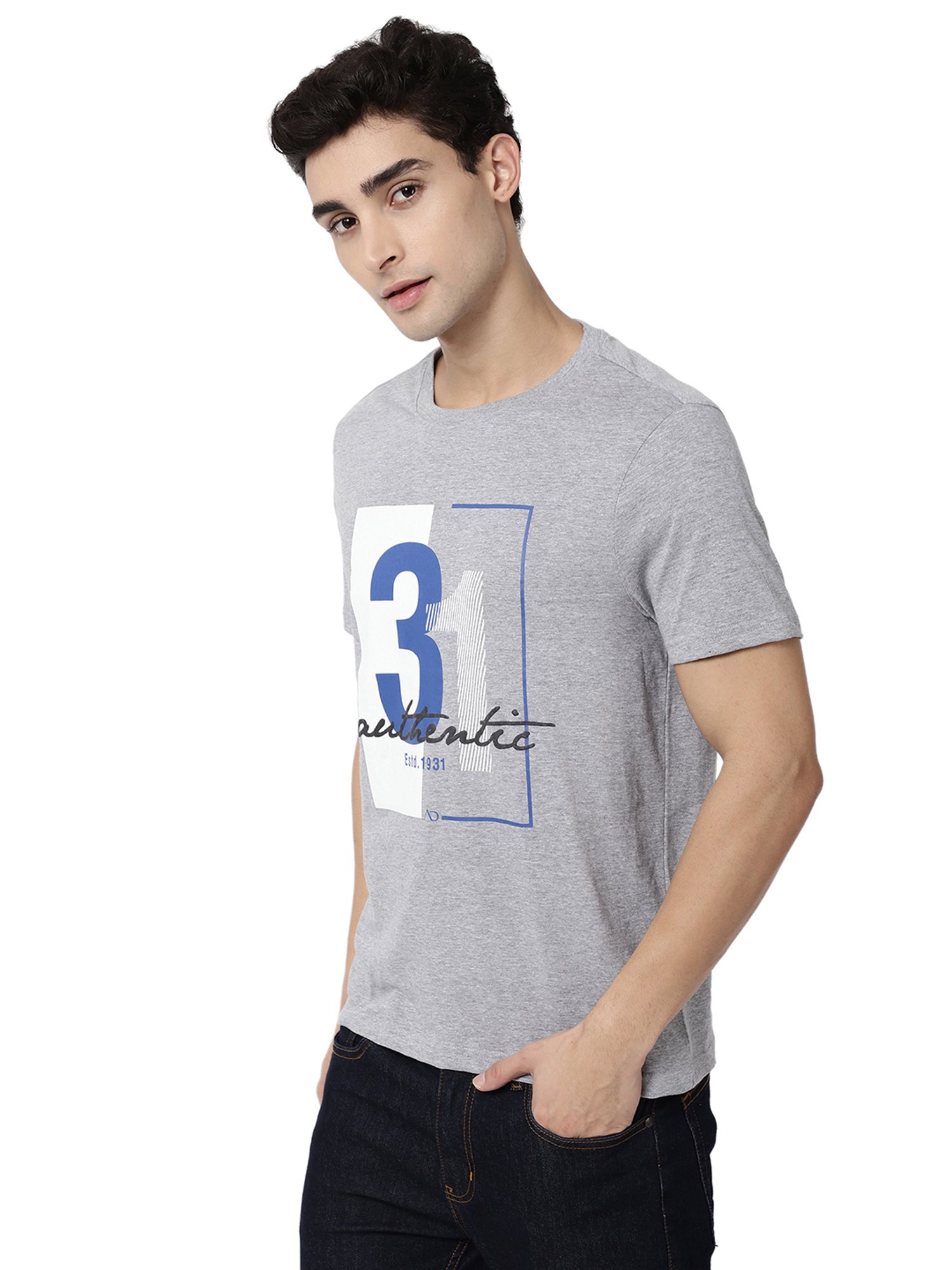 AD by Arvind Grey Crew T-Shirt