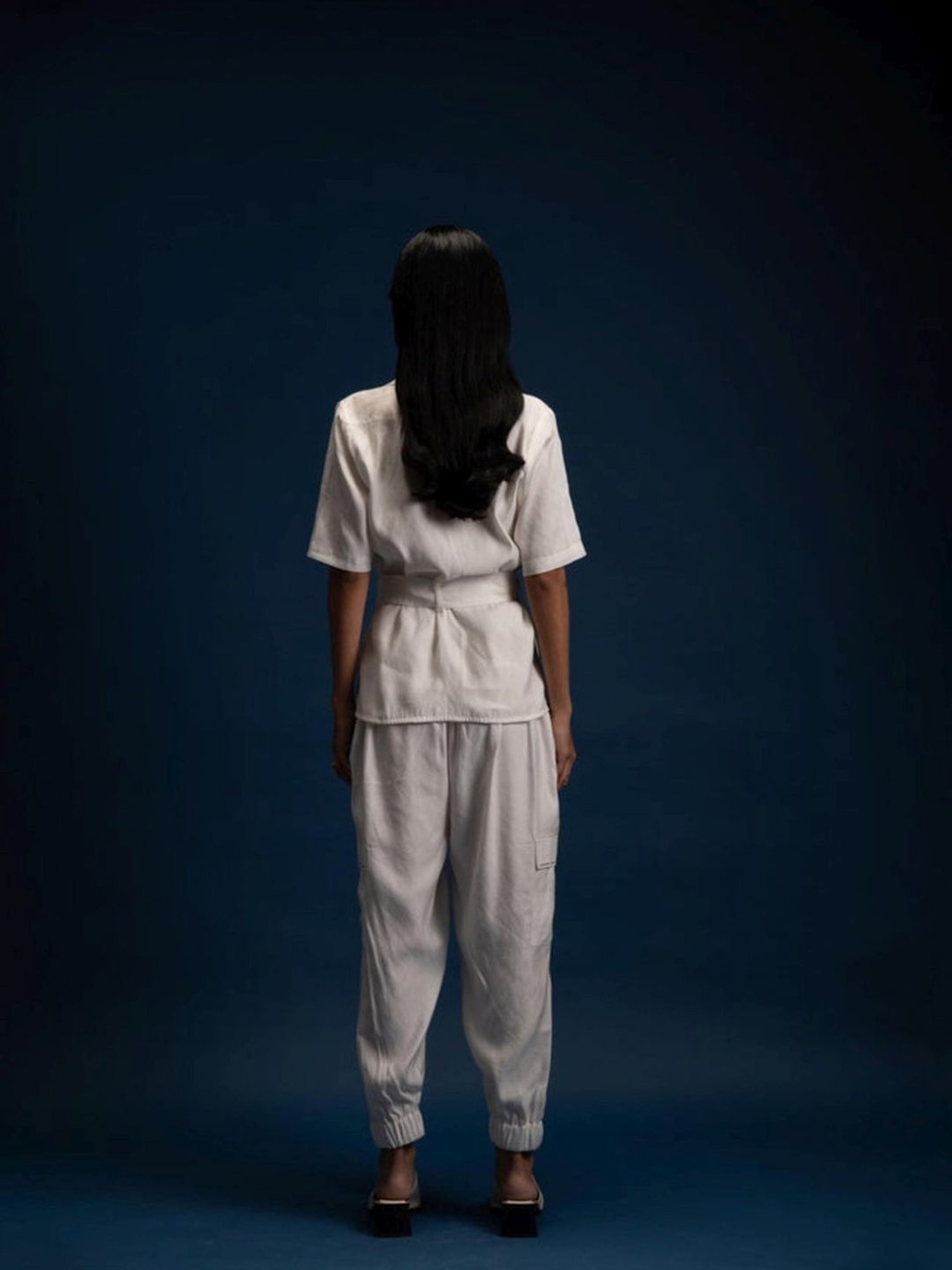 Khajoor Studio White Fragments Morning Safari Jacket with Pant