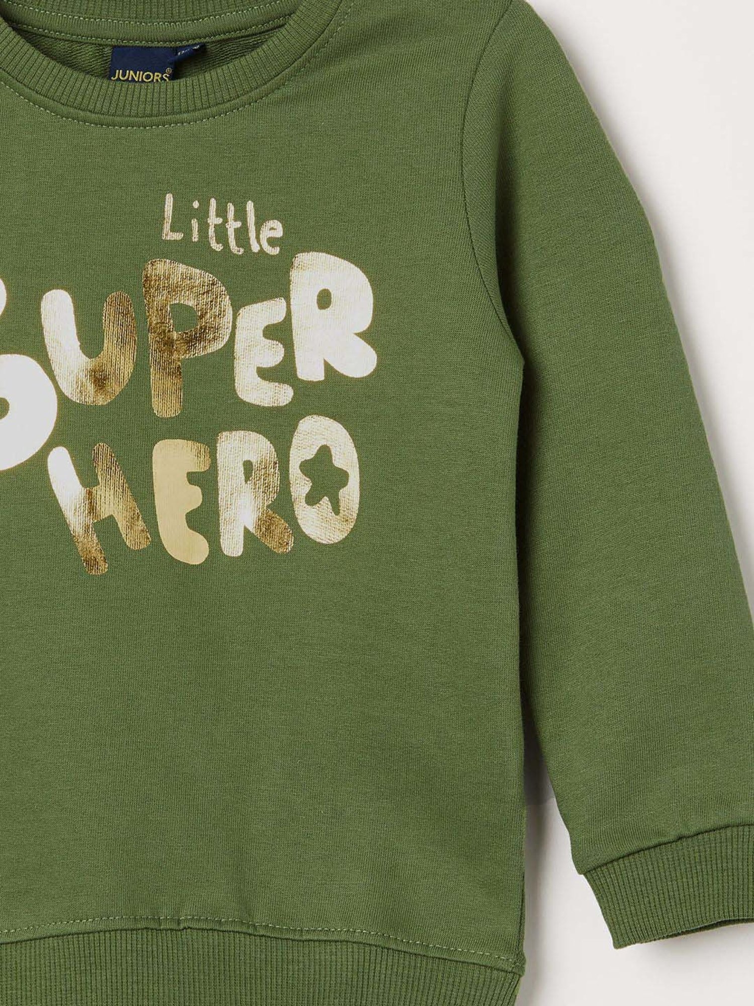 Juniors by Lifestyle Boys Olive Cotton Printed Full Sleeves Sweatshirt