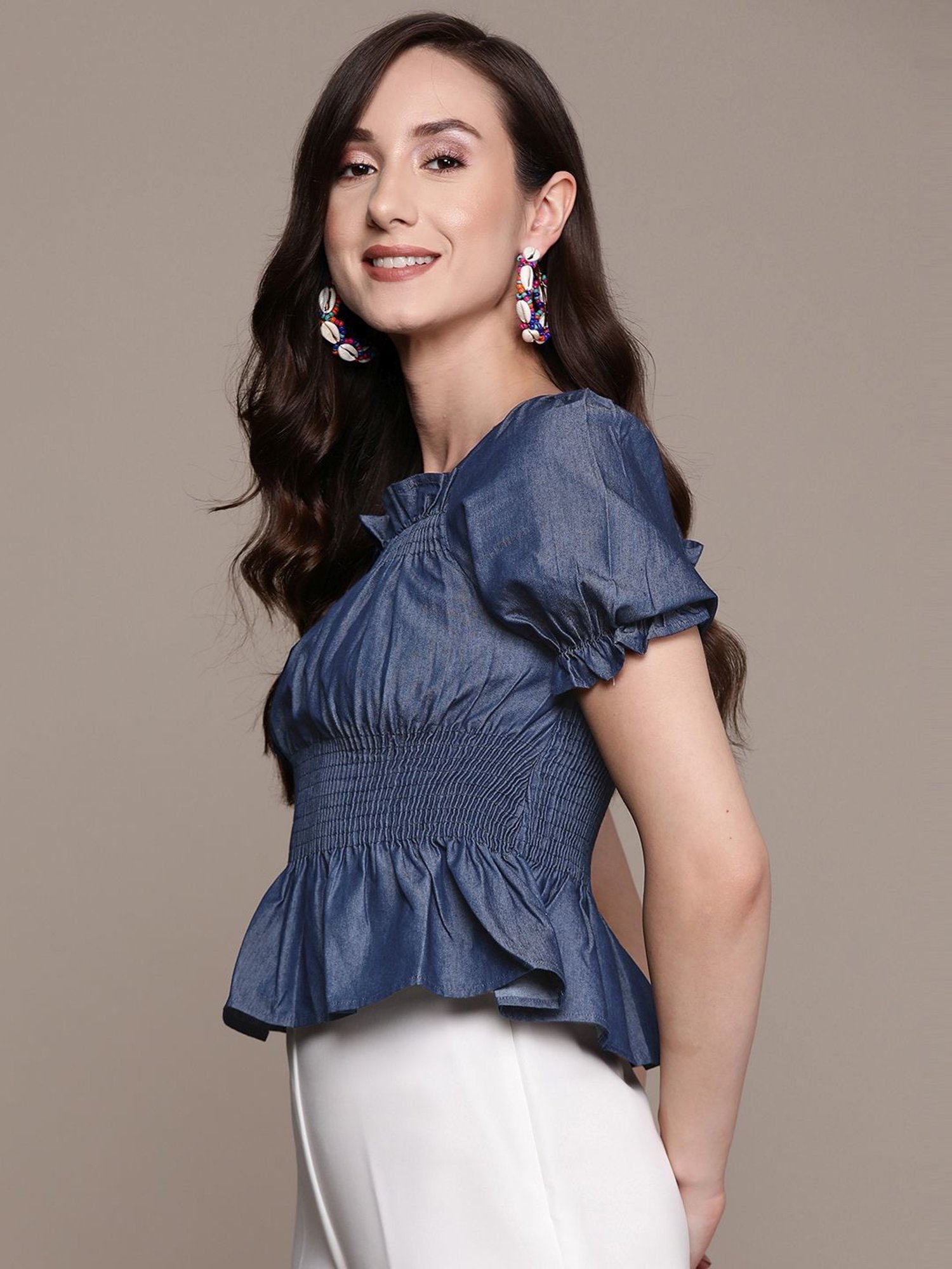 Ishin Navy Regular Fit Top