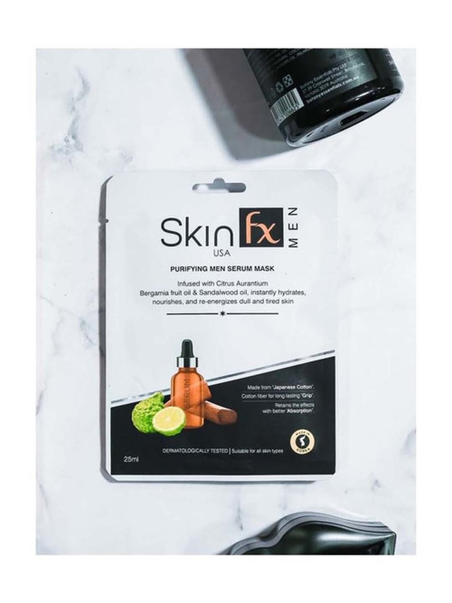 Skin Fx Detoxifying, Hydrating & Purifying Men Facial Serum Mask - Pack of 2