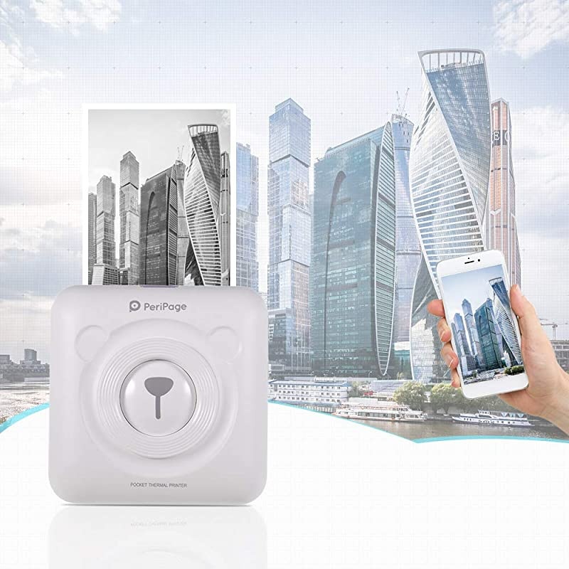 Mini Photo Printer, Wireless Thermal Printer, BT Picture Printer, Mobile Printer, Pocket Printer, Received Printer with USB Cable, Supports Android iOS Smartphone Windows