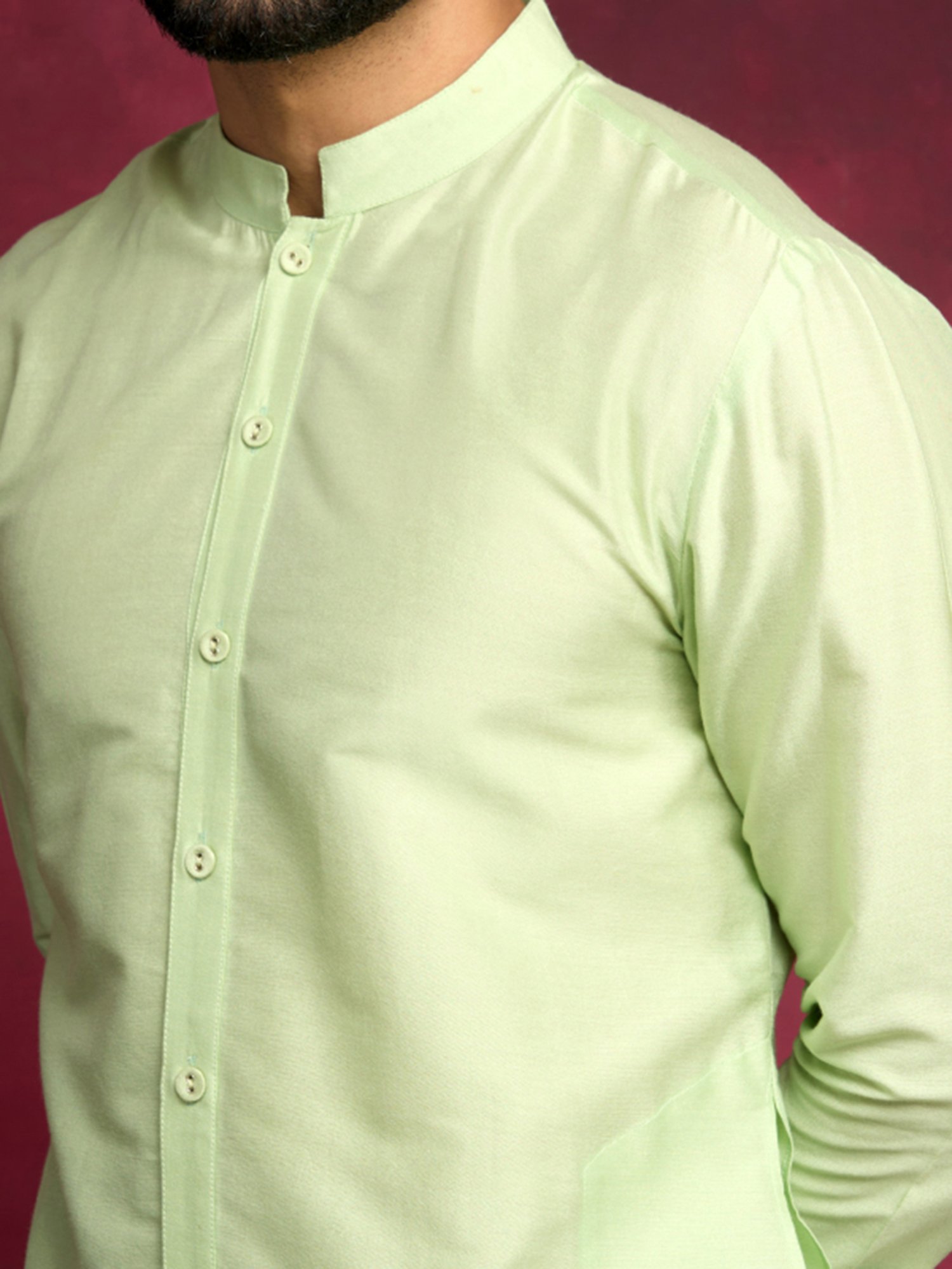 Abhishti Green Straight Fit High-Low Hem Kurta & Pathani Pants Set