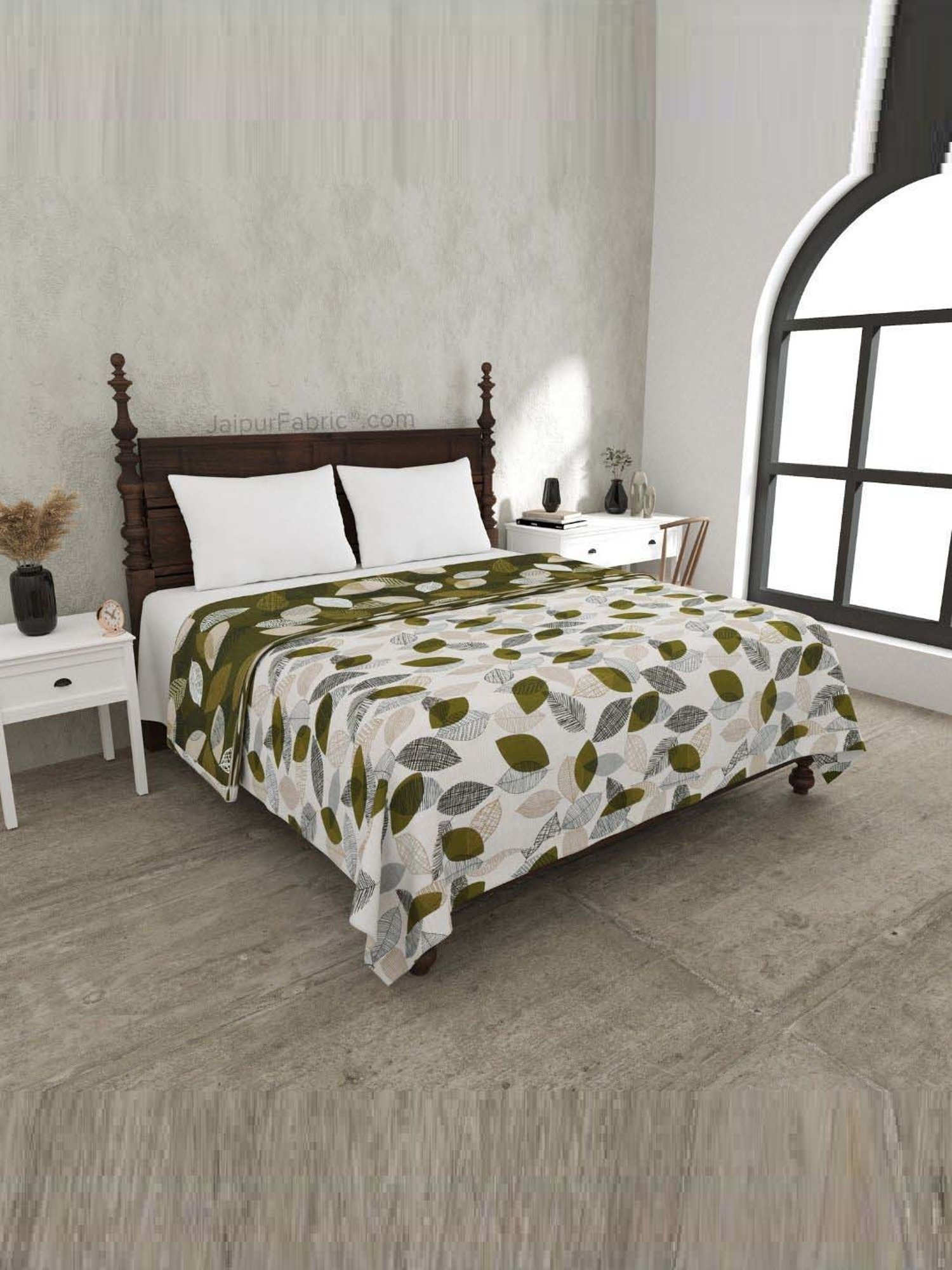 JaipurFabric Jungle Green Mulmul Cotton 150 GSM Reversible Ac Dohar