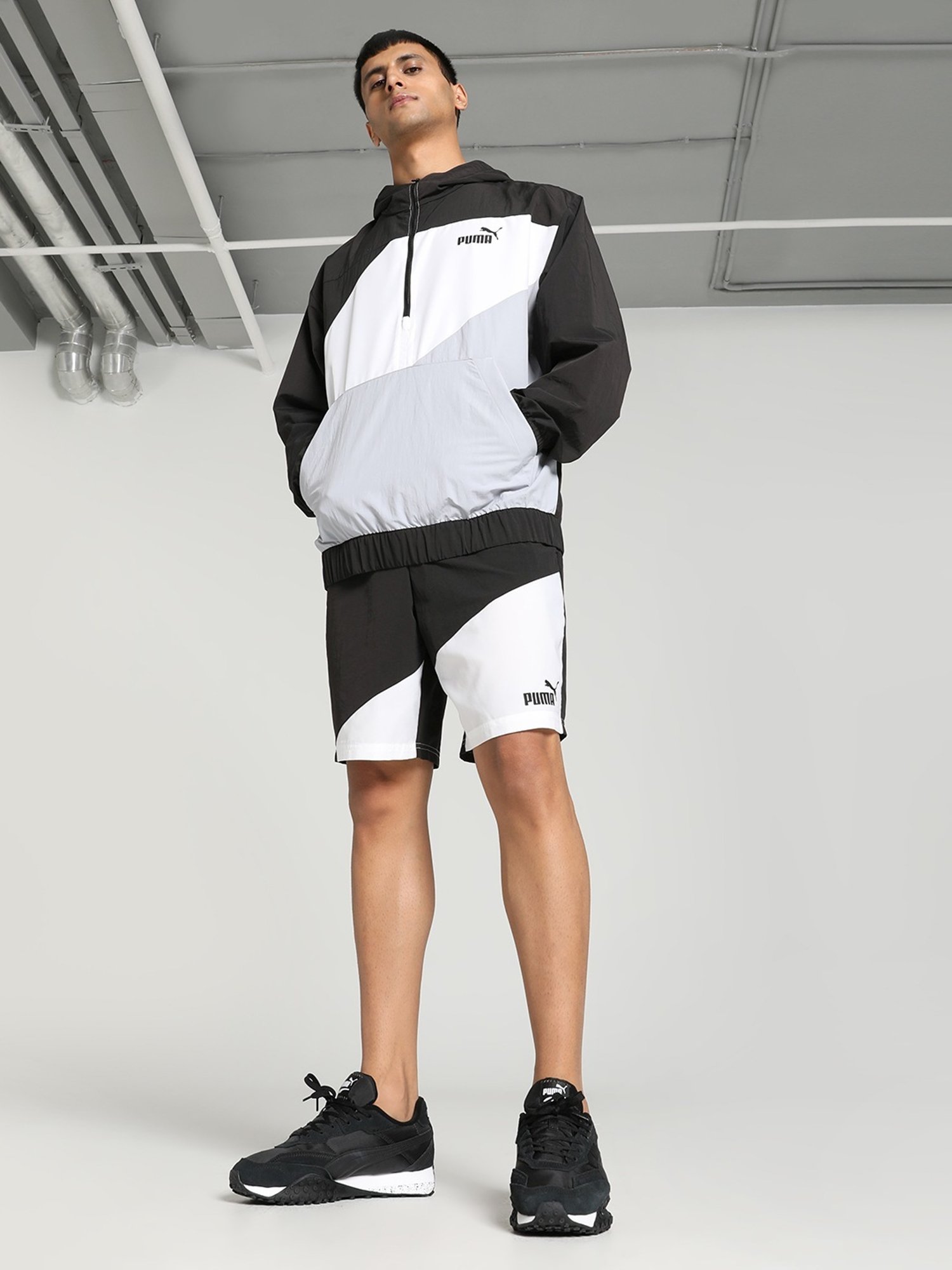 Puma POWER Black Regular Fit Colour Block Sports Shorts