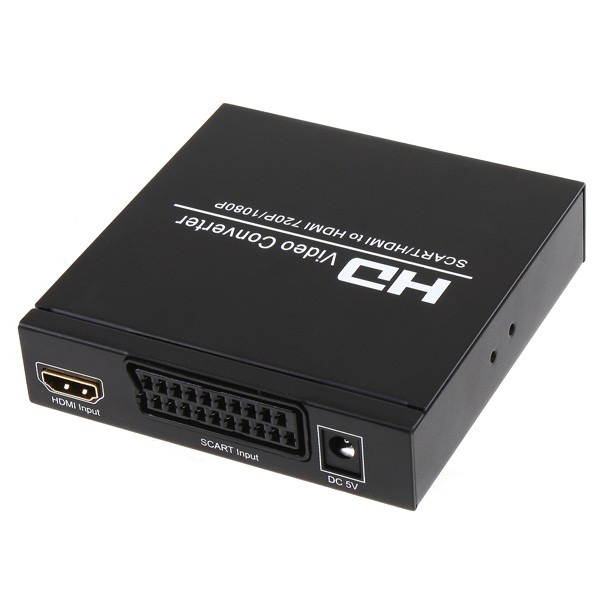 SCART to HDMI Converter Video Audio Adapter Box with SCART/HD Switch, PAL/NTSC Video Scaler,  1080P/720P Upscaler Support HDMI Connector Output, 3.5mm AUX Jack and Coaxial Audio Output