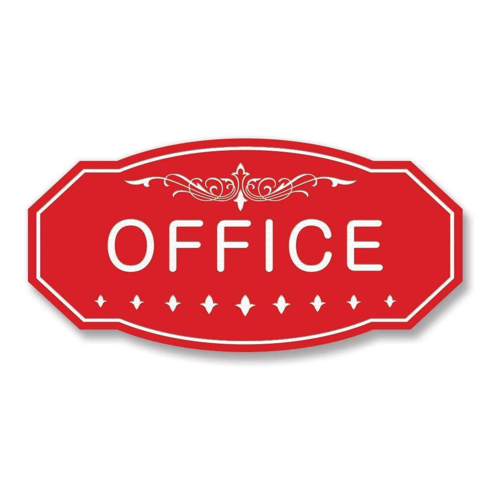 OFFICE Victorian Door/Wall Sign (Red) - Large 5" x 10"