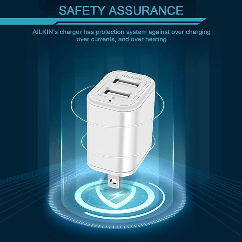 USB Charging Block  Dual Port Wall Charger USB Box Power Adapter Cube Charge Base USB Charger Plug Power Brick Compatible with Phone X 8 7 6 Samsung S9 S8 S7 LG ZTE Kindle and More