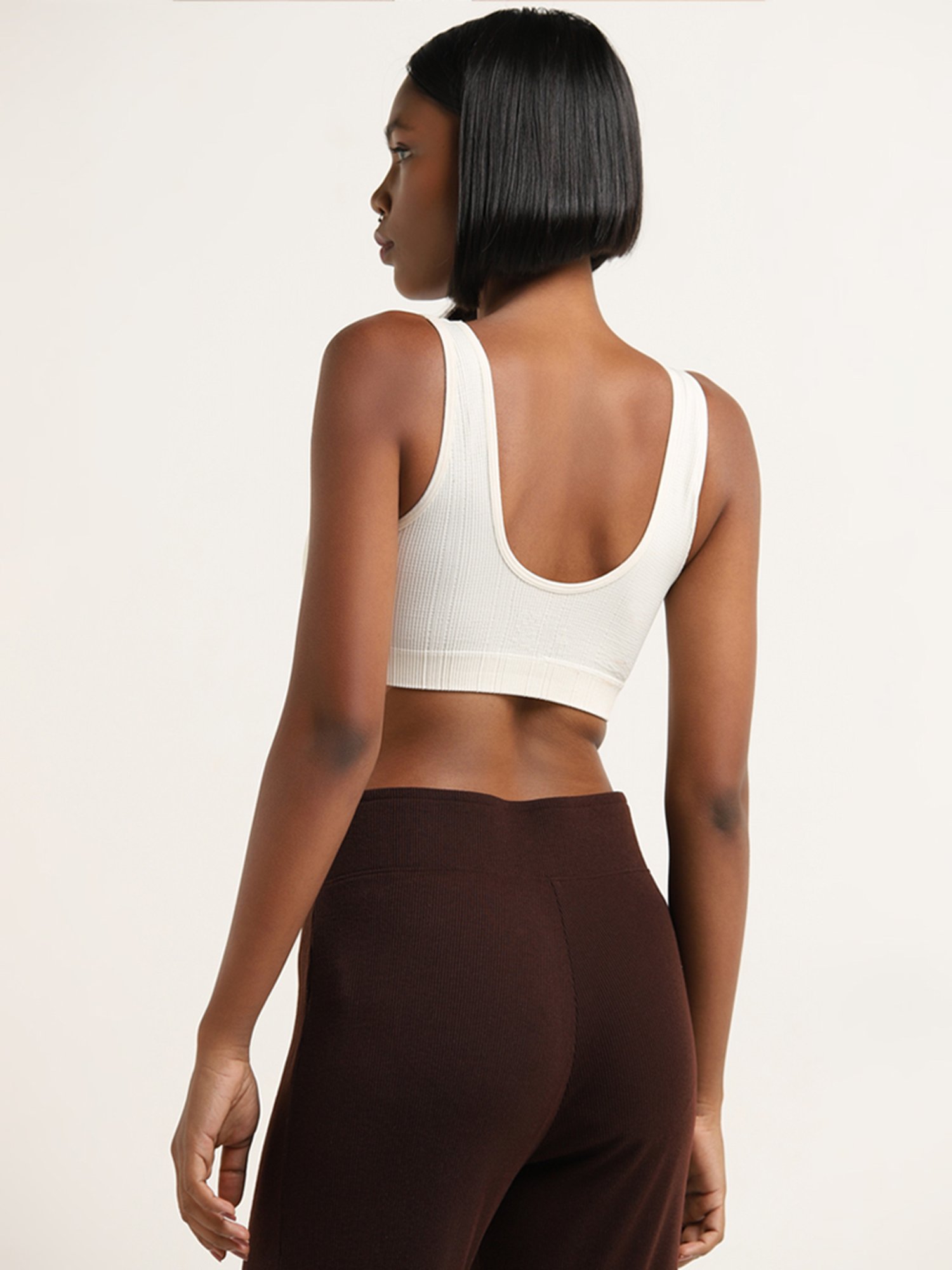 Superstar by Westside Off-White Textured Plunge Bra