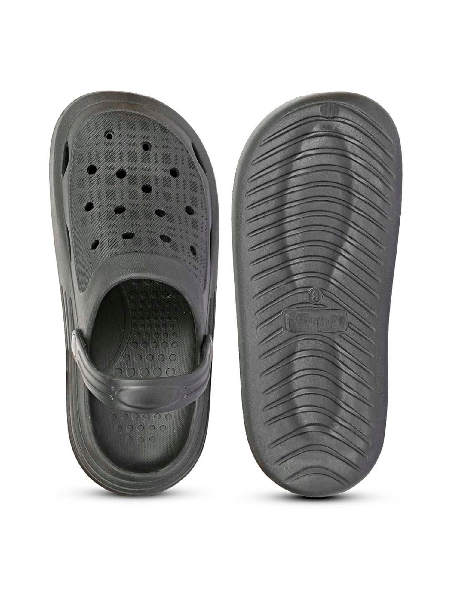 Mozafia Men's Black Back Strap Clogs