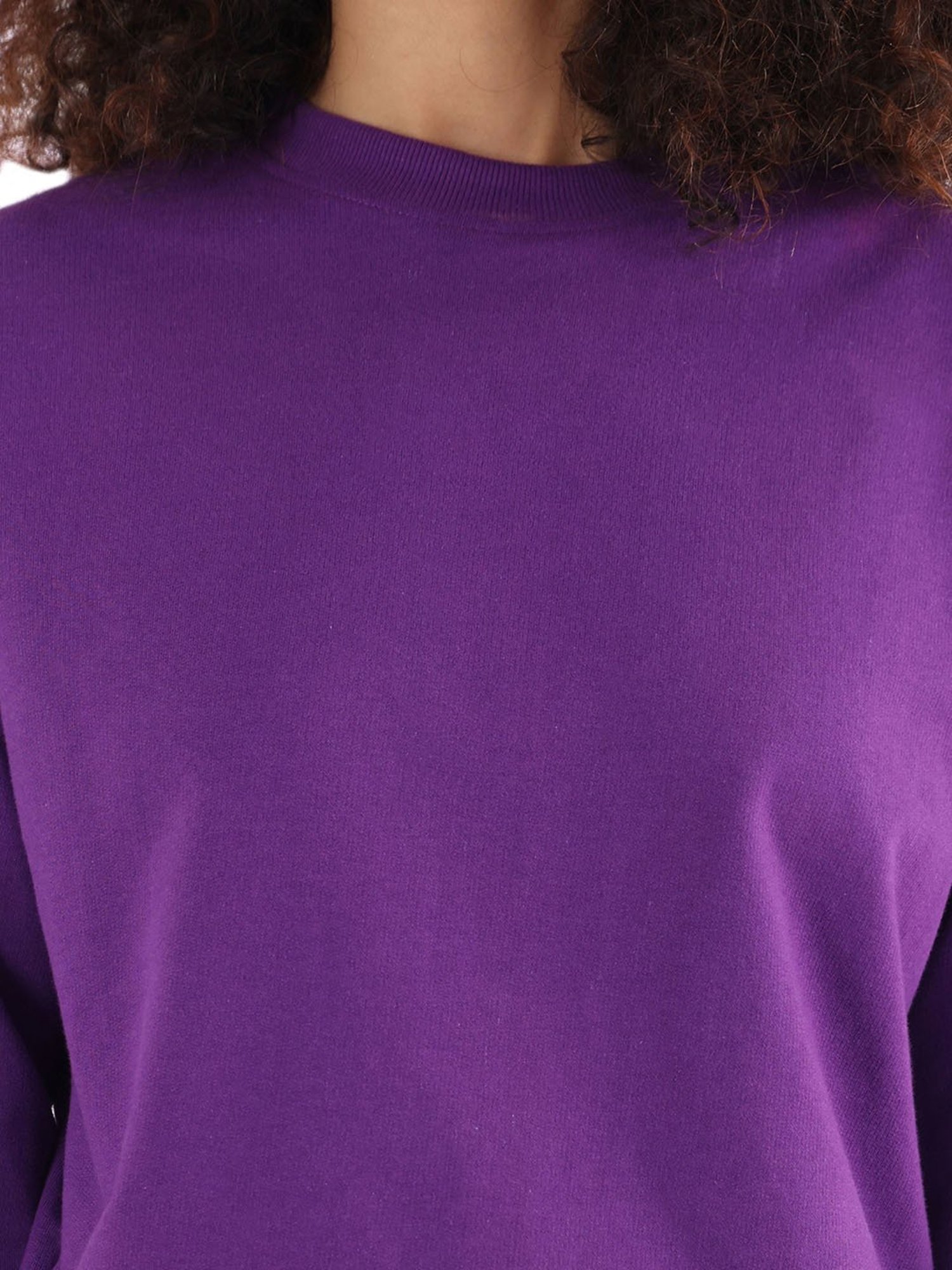 Nite Flite Purple Cotton Crop Sweatshirt With Shorts