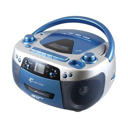 Hamilton Buhl AudioStar Boombox Radio, CD, USB, Cassette Player with Tape and CD to MP3 Converter