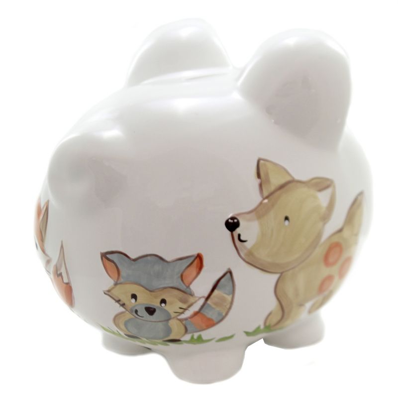 Bank 7.75" Woodland Piggy Bank Fox Deer Woodland Animals  -  Decorative Banks