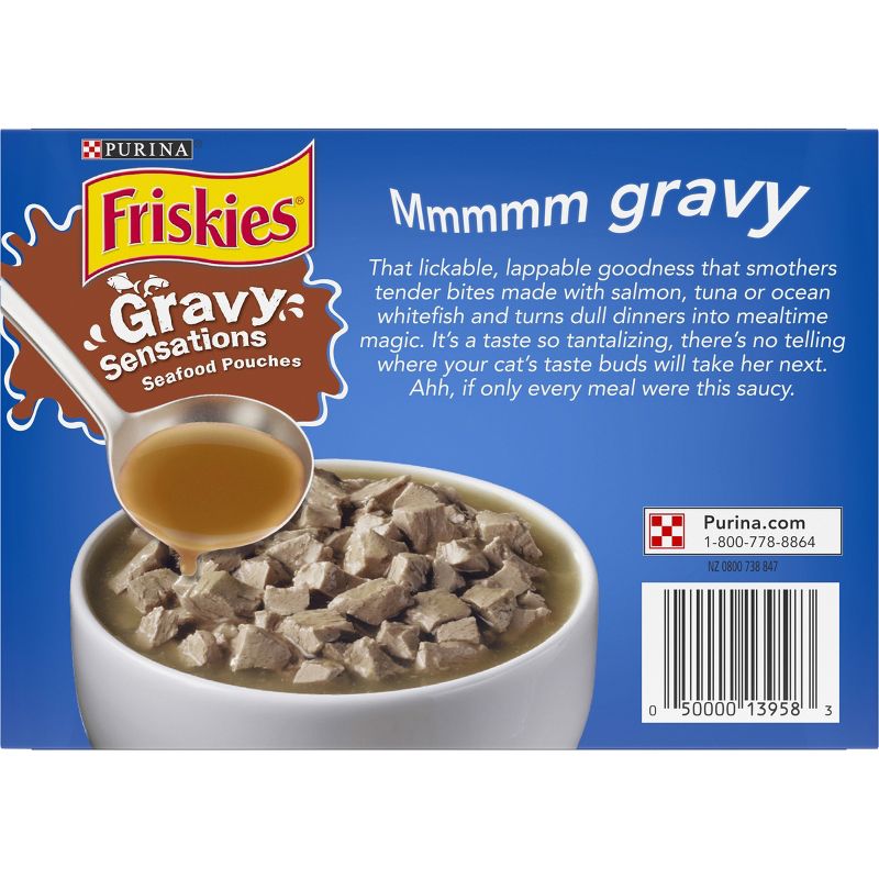Purina Friskies Gravy Sensations Wet Cat Food Seafood Pouches with Tuna, Salmon & Whitefish - 3oz/12ct Variety Pack