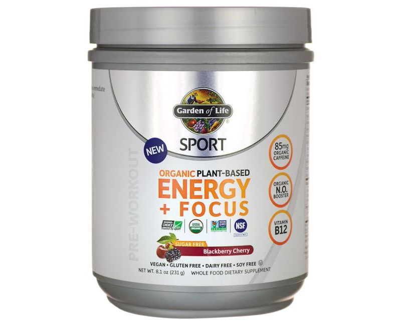 Garden of Life Sports Nutrition Supplements Sport Organic Plant-Based Energy + Focus Powder - Blackberry Cherry 8.1 oz.