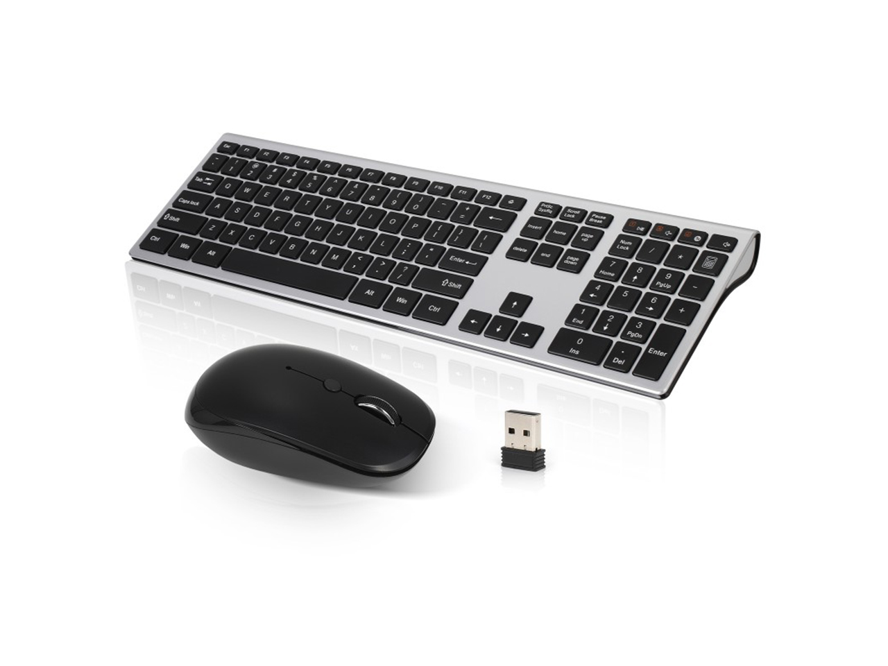 Ochine Wireless Keyboard And Mouse Combo, Ultra Slim Full Size 2.4GHz Whisper Quiet Cordless Keyboard Mouse Sets, USB Unifying Receiver For PC Computer Laptop Windows Apple