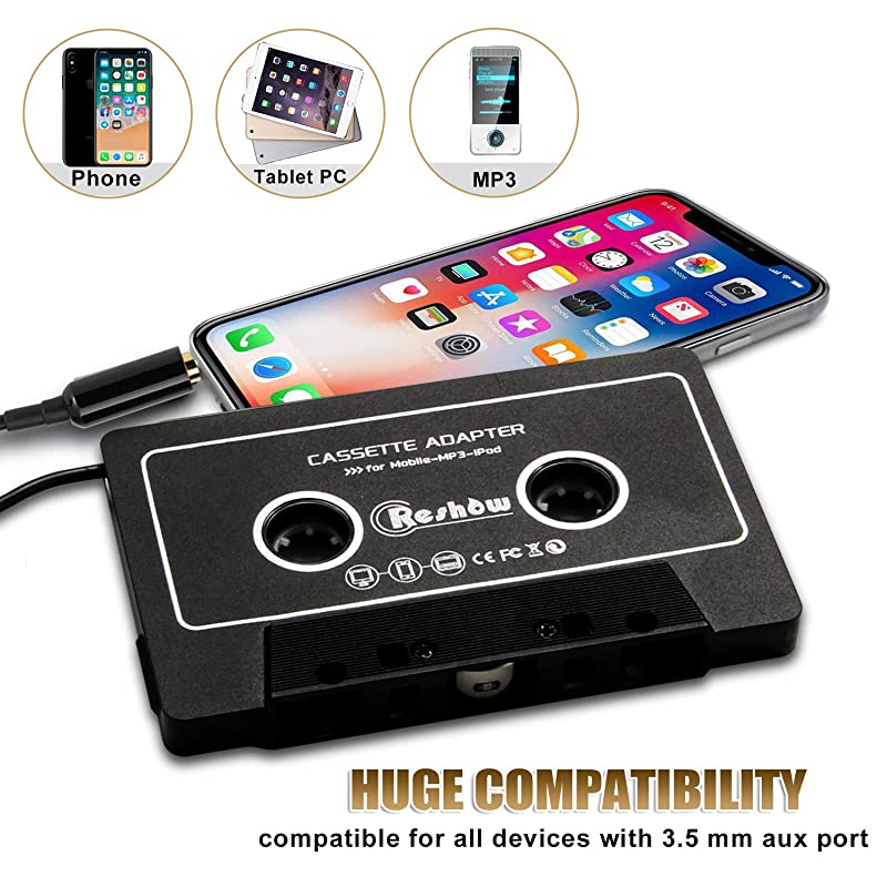 Car Audio Aux Cassette Adapter Black