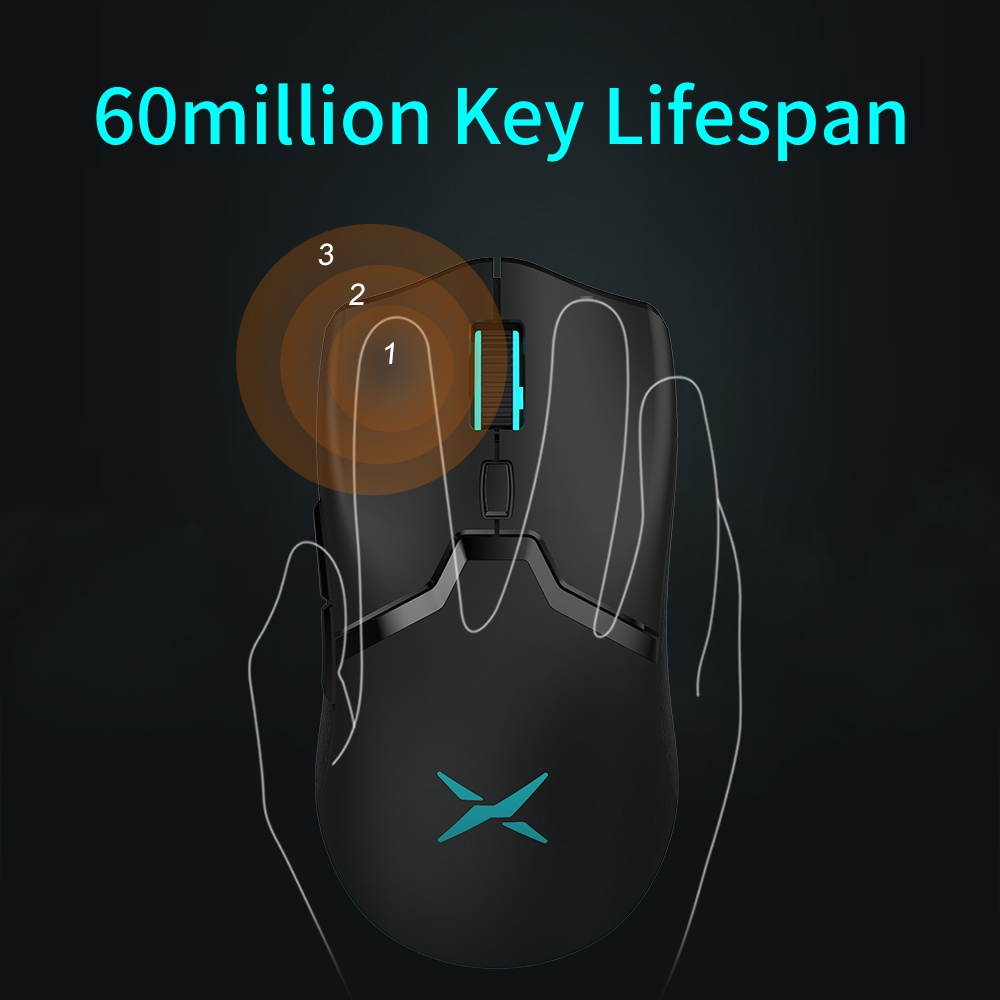 Delux M800 RGB Wired Gaming Mouse 12400-16000 DPI 58g Lightweight Ergonomic 1000Hz Mice with Soft rope Cable For Computer Gamer