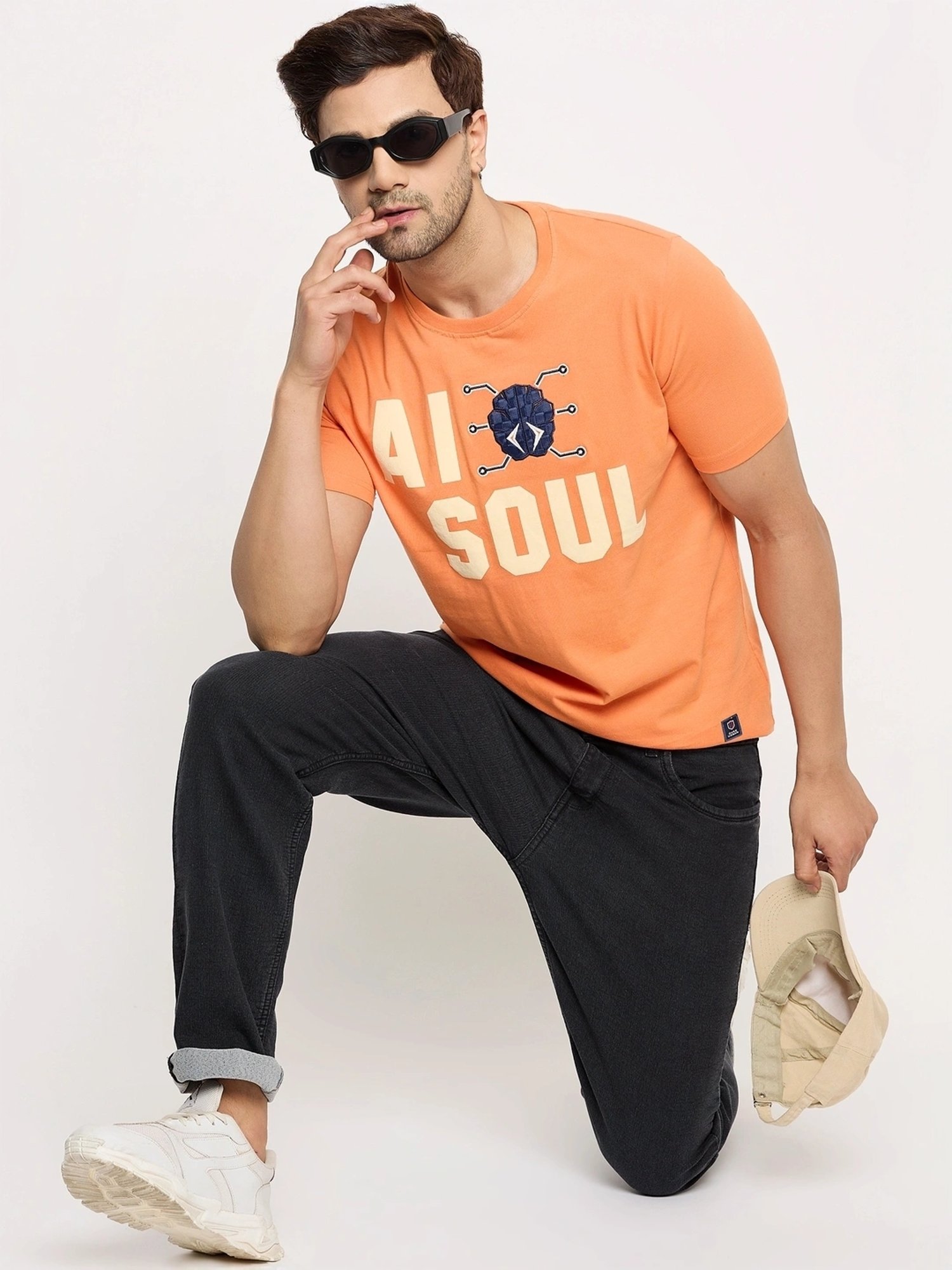 Duke Peach Slim Fit Printed T-Shirt