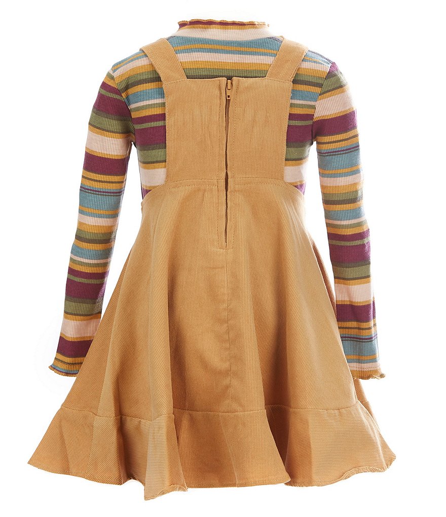 Bonnie Jean Little Girls 4T-6X Striped Knit Top with Cordroy Jumper Dress