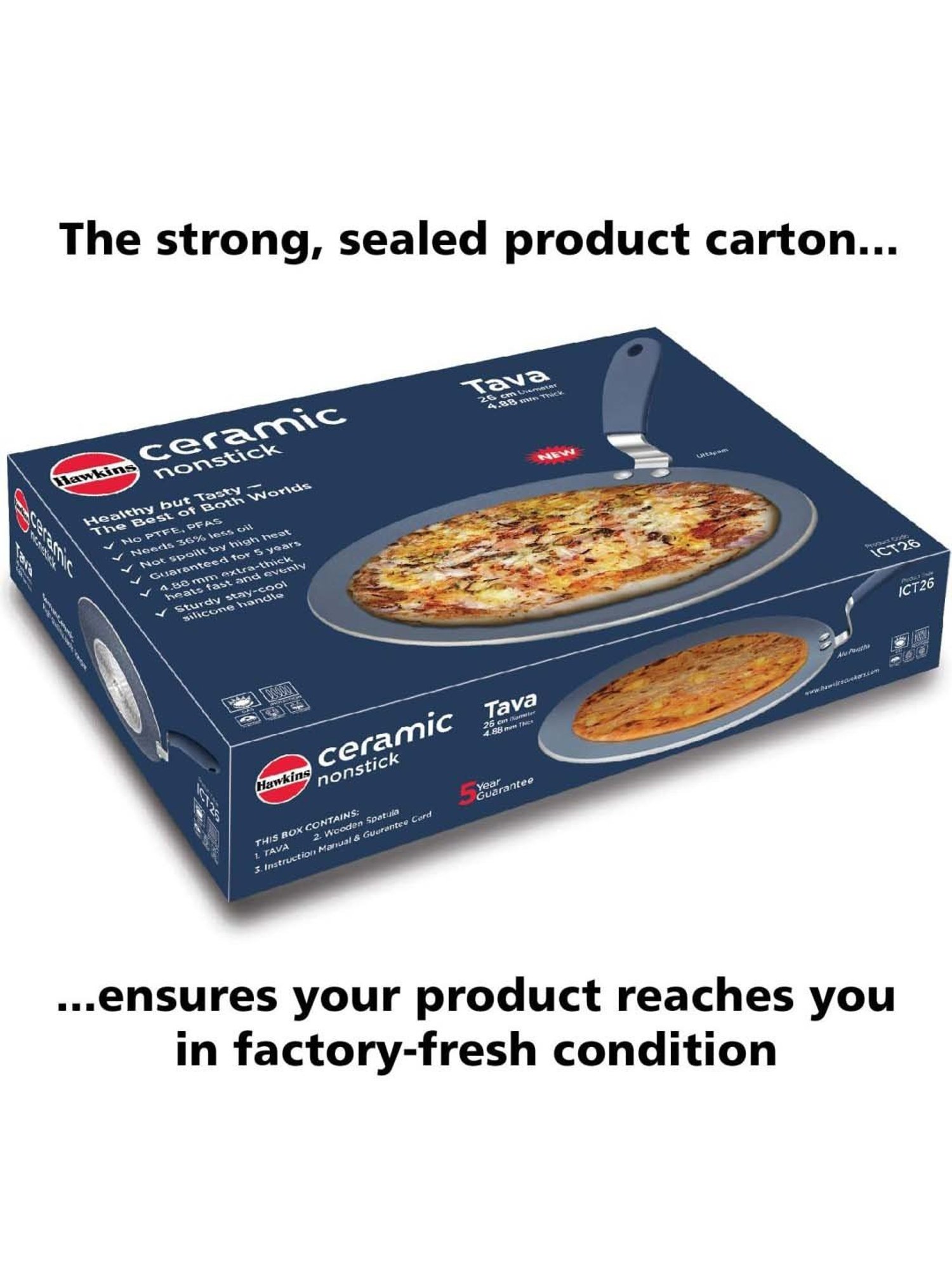 Hawkins Black Ceramic 26 cm Induction Paratha Granite Griddle Tawa (Ict26)