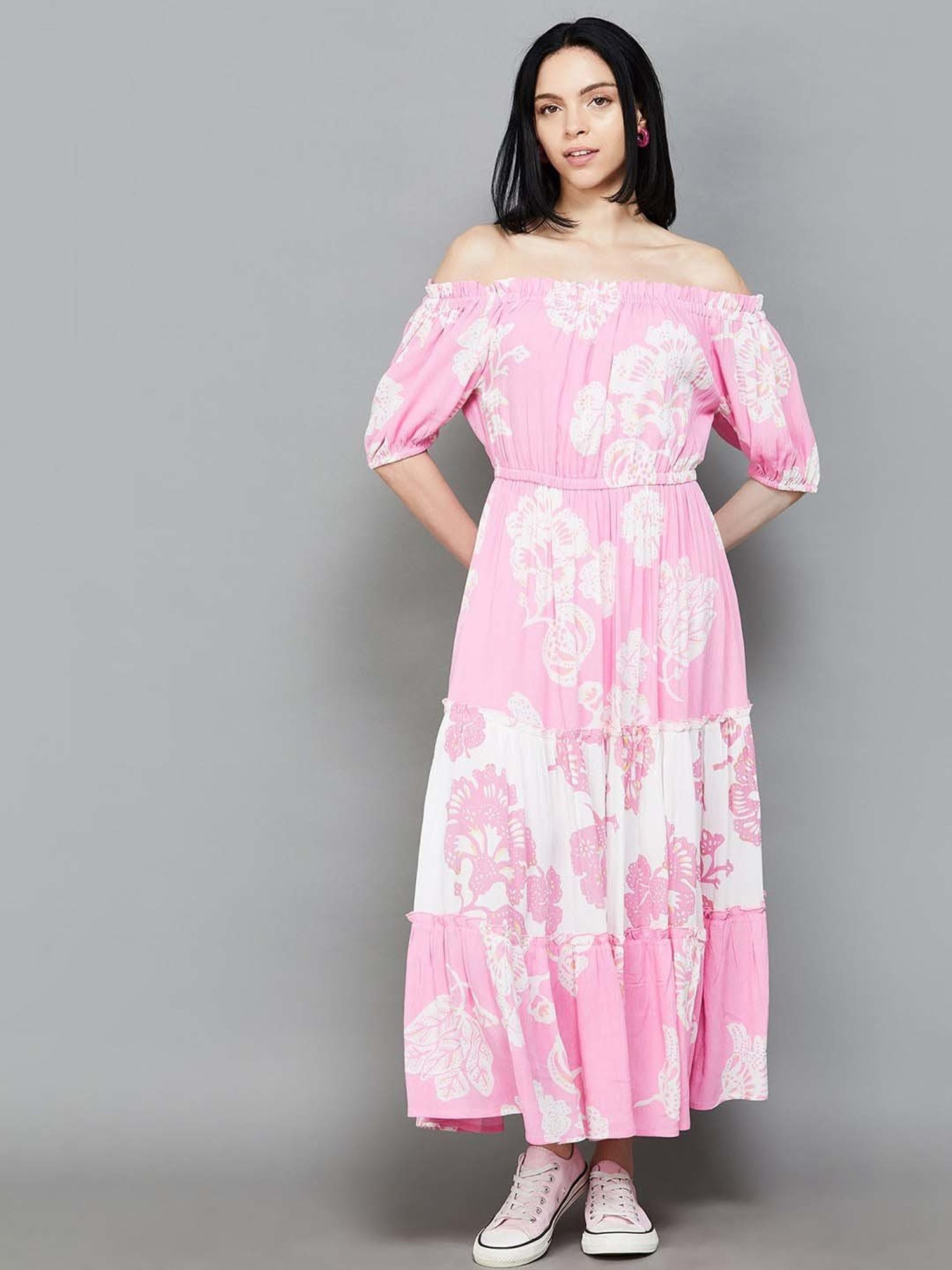 Colour Me by Melange Pink Printed Maxi Dress