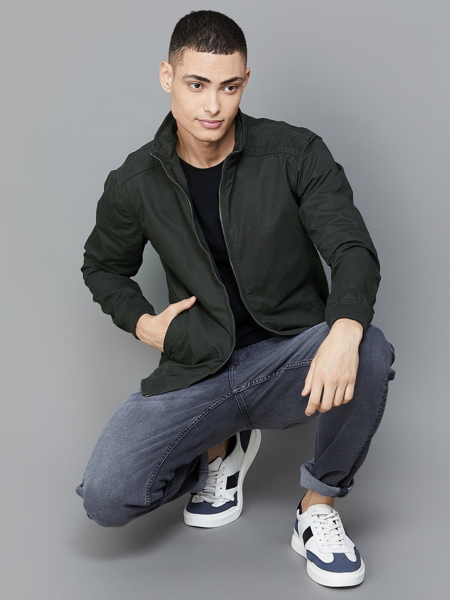 BOSSINI Olive Cotton Regular Fit Jacket