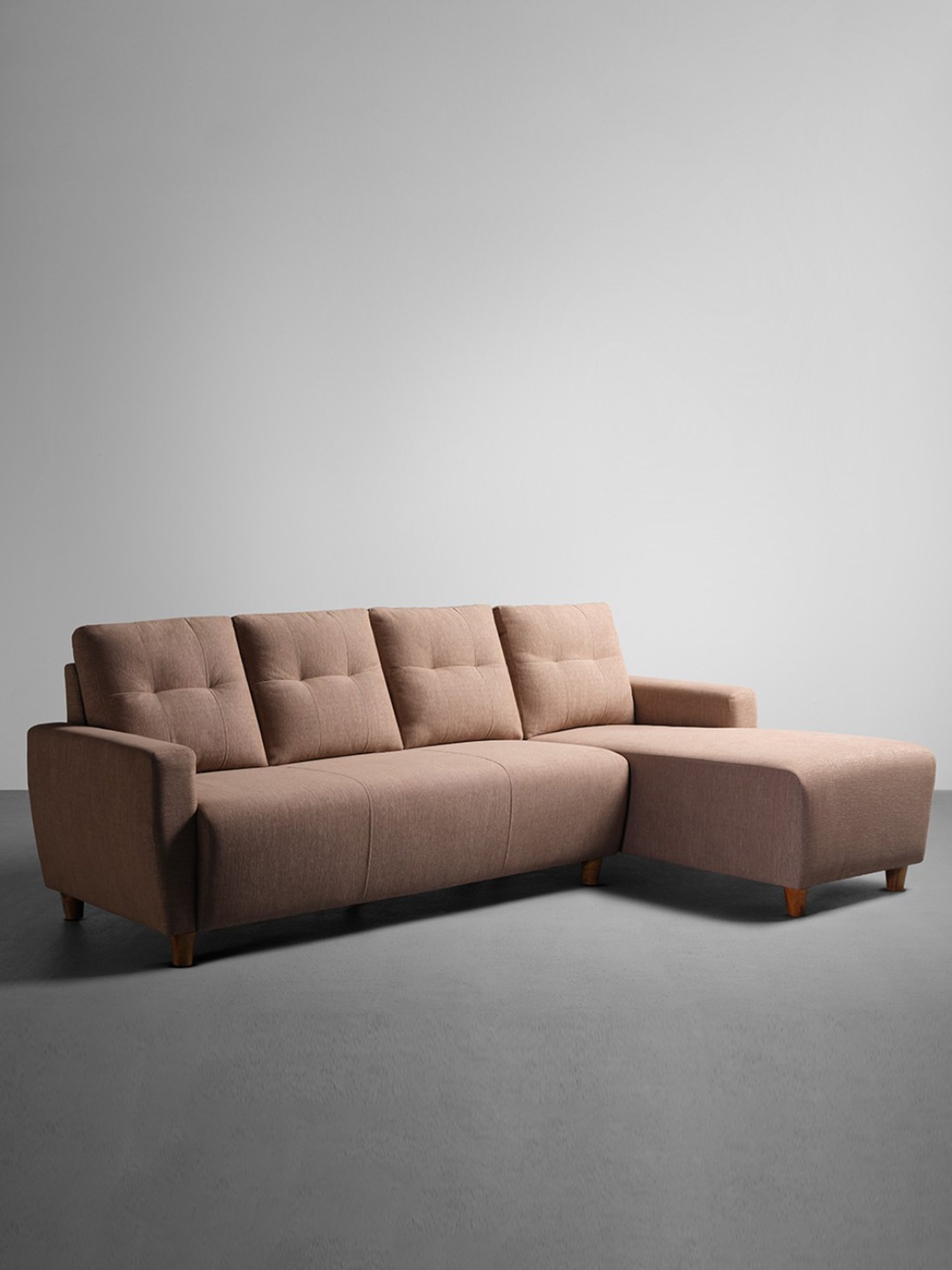 Sleepyhead Yolo Coco Brown Fabric 3 Seater RHS L Shape Sofa Set