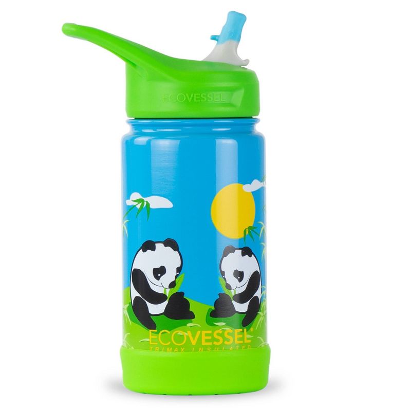 EcoVessel 12oz Frost Insulated Stainless Steel Kids' Water Bottle with Straw Top - Panda