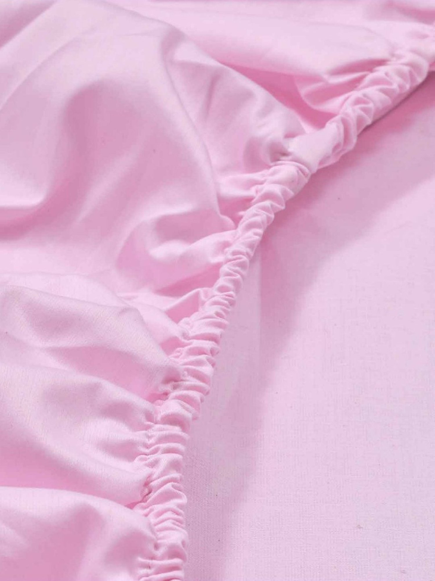 Haus & Kinder Solid Pink 300 TC Cotton Bed Sheet with 1 Pillow Cover
