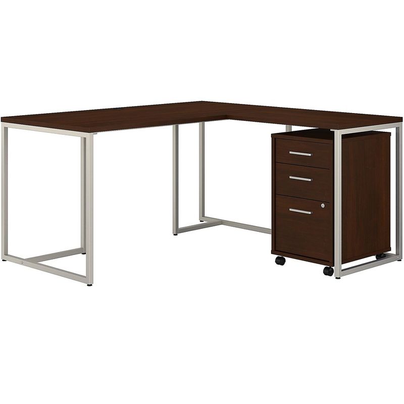Office by kathy ireland 60 L-Shaped Desk w/Return and File Cabinet, Century Walnut MTH005CWSU