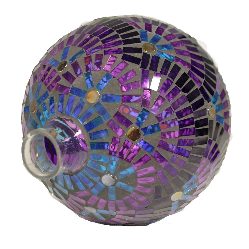 Home & Garden 11.0" Purple Mosaic Bloom Gazing Ball Reflects Sunlight Evergreen Enterprises Inc  -  Decorative Garden Stakes